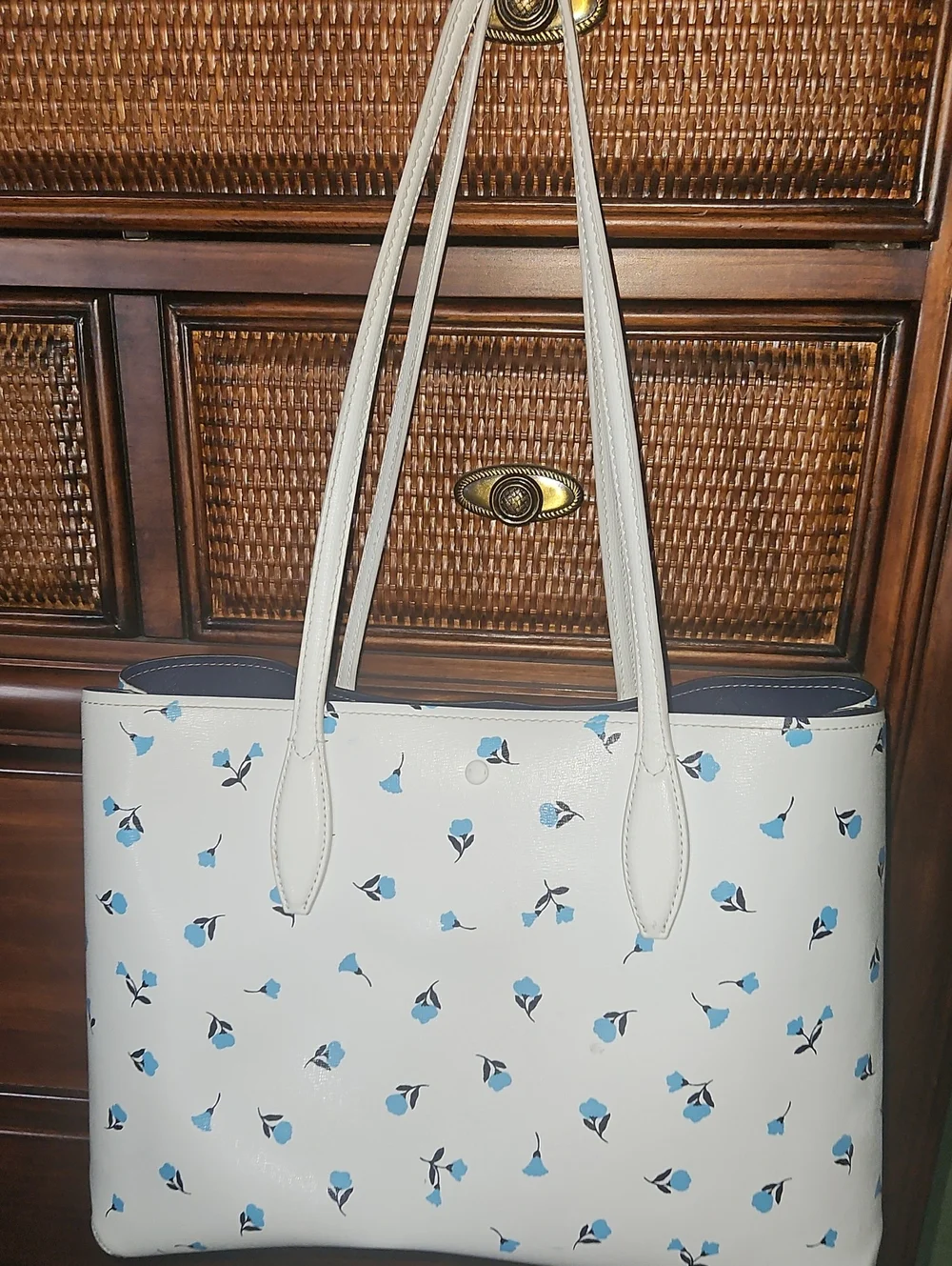 Kate spade White Tote with Blue Floral Print